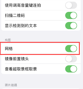 勉县苹果手机维修网点分享iPhone如何开启九宫格构图功能