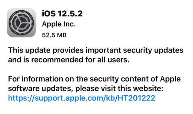勉县苹果手机维修分享iOS12.5.2发布，建议所有老苹果用户安装 